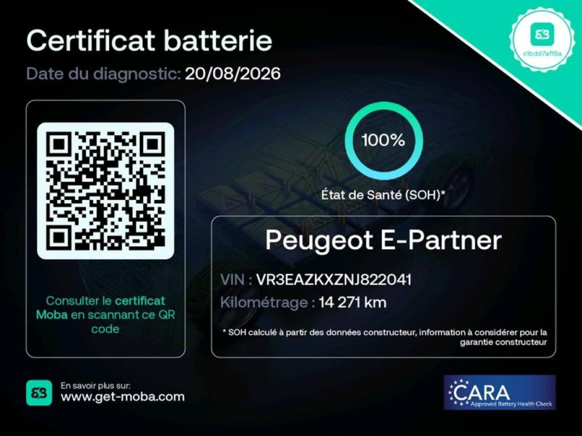 PEUGEOT PARTNER FOURGON E-PARTNER M 800 KG 136 CH BATTERIE 50 KWH